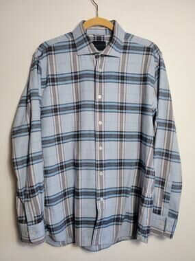Calder Carmel Mens Limited Edition Plaid Button Shirt Large Blue Brown 1/150